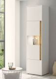 Vitrine Center in wei und Wotan Eiche Vitrinenschrank 50 x 197 cm