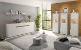 Vitrine Center in wei und Wotan Eiche Vitrinenschrank 50 x 155 cm