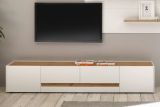 TV-Lowboard Center in wei und Wotan Eiche TV-Unterteil 223 x 40 cm TV-Board XL
