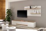TV-Lowboard Center in wei und Wotan Eiche TV-Unterteil 223 x 40 cm TV-Board XL
