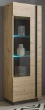 Vitrine Louna Eiche Artisan und Graphit grau, Vitrinenschrank 60 x 194 cm mit Soft-Close