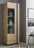 Vitrine Louna Eiche Artisan und Graphit grau, Vitrinenschrank 60 x 194 cm mit Soft-Close