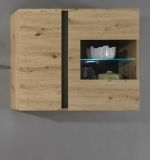 Vitrine Louna in Eiche Artisan und Graphit grau Wohnzimmer Vitrinenschrank hngend 97 x 83 cm Hngeschrank
