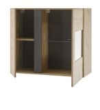 Vitrine Louna in Eiche Artisan und Graphit grau Wohnzimmer Vitrinenschrank hngend 97 x 83 cm Hngeschrank