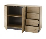 Sideboard Louna in Eiche Artisan und Graphit grau Kommode 138 x 91 cm