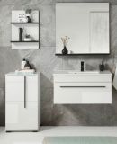 Badmbel Set Design-D in wei Hochglanz und schwarz Badkombination MIT Waschbecken 135 x 200 cm