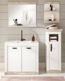 Waschbeckenunterschrank MIT Waschbecken Rovola in Pinie wei / Oslo Pinie Landhaus Waschtisch Set 81 x 85 cm