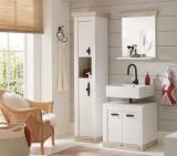 Badkombination Rovola in Pinie wei / Oslo Pinie Landhaus Badmbel Set 3-tlg. 122 x 200 cm