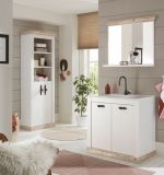 Badkombination Rovola in Pinie wei / Oslo Pinie Landhaus Badmbel Set 4-tlg. MIT Waschbecken 166 x 200 cm