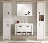 Badkombination Rovola in Pinie wei / Oslo Pinie Landhaus Badmbel Set 5-tlg. hngend MIT Waschbecken 205 x 200 cm