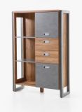 Badezimmer Highboard Auburn in Eiche Stirling und Matera grau Badmbel Midischrank 90 x 140 cm