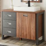 Waschbeckenunterschrank MIT Waschbecken Auburn in Eiche Stirling und Matera grau Badmbel Waschtisch 91 x 75 cm