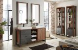 Badmbel Set 5-teilig Auburn in Eiche Stirling und Matera grau Doppelwaschtisch inkl. 2 x Waschbecken 138 x 205 cm Badkombination