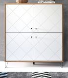 Highboard Touch in wei matt mit Rautenoptik und Eiche Artisan Anrichte 123 x 136 cm