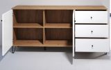 Sideboard Touch in wei matt mit Rautenoptik und Eiche Artisan Kommode 183 cm