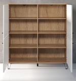 Wohnwand Touch in wei matt mit Rautenoptik und Eiche Schrankwand 3-teilig 399 x 136 cm, Soft-Close