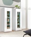 Vitrine Savanna in wei Hochglanz und Grandson Eiche Vitrinenschrank hngend / stehend 45 x 131 cm