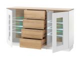 Sideboard Savanna in wei Hochglanz und Grandson Eiche Kommode 136 x 85 cm