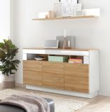 Sideboard Savanna in Grandson Eiche und wei Hochglanz Kommode 149 x 85 cm