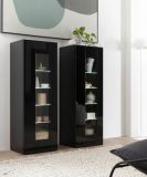 Vitrine Savanna in schwarz Hochglanz und Grandson Eiche Vitrinenschrank hngend / stehend 45 x 131 cm