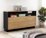 Sideboard Savanna in Grandson Eiche und schwarz Hochglanz Kommode 149 x 85 cm