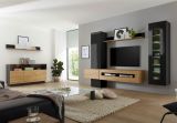 Sideboard Savanna in Grandson Eiche und schwarz Hochglanz Kommode 149 x 85 cm