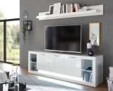 TV-Lowboard Ladis in wei Hochglanz TV Unterteil in Komforthhe XL-Board 198 x 61 cm