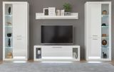 Wohnwand Ladis in wei Hochglanz Schrankwand 4-teilig 350 x 198 cm
