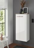 Badezimmer Kommode Dense in wei Lack Hochglanz und Eiche Midischrank hngend / stehend 51 x 110 cm