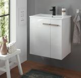 Waschbeckenunterschrank MIT Waschbecken Dense in wei Lack Hochglanz und Eiche Waschtisch Set hngend 60 cm