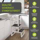 BOMI Lernturm Swubi in wei und grau Learning Tower Stehhilfe fr Kinder