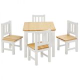 BOMI Kindersitzgruppe Amy in wei und natur Sitzgruppe Kindertisch und 4 x Stuhl