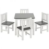 BOMI Kindersitzgruppe Amy in wei und grau Sitzgruppe Kindertisch und 4 x Stuhl
