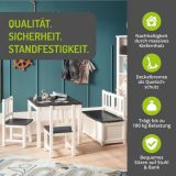 BOMI Kindersitzgruppe Anna in wei und grau Sitzgruppe Kindertisch, Truhenbank und 2 x Stuhl