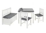 BOMI Kindersitzgruppe Anna in wei und grau Sitzgruppe Kindertisch, Truhenbank und 2 x Stuhl