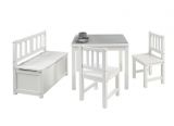 BOMI Kindersitzgruppe Anna in wei Sitzgruppe Kindertisch, Truhenbank und 2 x Stuhl