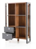 Highboard Auburn in Eiche Stirling und Matera grau Vitrine 90 x 140 cm