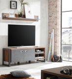 TV-Lowboard Auburn in Eiche Stirling und Matera grau TV Unterteil 156 x 53 cm