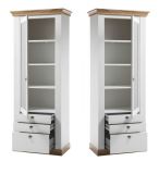 Vitrine Hemsby in wei Pinie und Eiche Wotan Landhaus Vitrinenschrank 82 x 204 cm