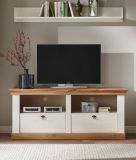 TV-Lowboard Hemsby in wei Pinie und Eiche Wotan Landhaus TV Unterteil mit Komforthhe 152 x 64 cm