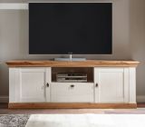 TV-Lowboard Hemsby in wei Pinie und Eiche Wotan Landhaus TV Unterteil mit Komforthhe 183 x 64 cm