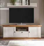 TV-Lowboard Hemsby in wei Pinie und Eiche Wotan Landhaus TV Unterteil mit Komforthhe 183 x 64 cm