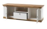 TV-Lowboard Hemsby in wei Pinie und Eiche Wotan Landhaus TV Unterteil mit Komforthhe 183 x 64 cm
