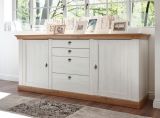 Sideboard Hemsby in wei Pinie und Eiche Wotan Landhaus Kommode 210 x 91 cm