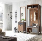 Garderobe Set 3-teilig Auburn in Eiche Stirling und grau Garderobenkombination 155 x 202 cm