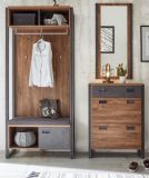 Garderobe Set 3-teilig Auburn in Eiche Stirling und grau Garderobenkombination 175 x 210 cm