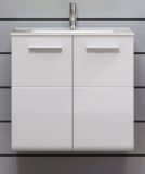 Waschbeckenunterschrank MIT Waschbecken Riva in wei Hochglanz und Rauchsilber grau Waschtisch hngend 62 x 59 cm