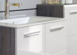 Waschbeckenunterschrank MIT Waschbecken Riva in wei Hochglanz und Rauchsilber grau Waschtisch hngend 62 x 59 cm