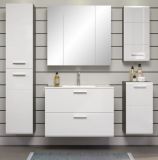 Waschbeckenunterschrank MIT Waschbecken Riva in wei Hochglanz und Rauchsilber grau Waschtisch hngend 82 x 59 cm