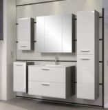 Waschbeckenunterschrank MIT Waschbecken Riva in wei Hochglanz und Rauchsilber grau Waschtisch hngend 82 x 59 cm